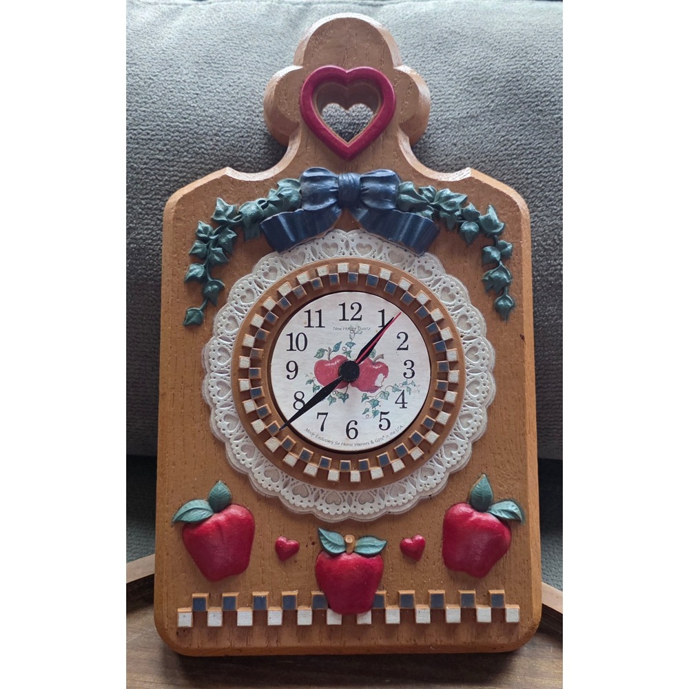 Vintage Homco Home Interiors Apple Wall Clock Country Kitchen DOES NOT WORK